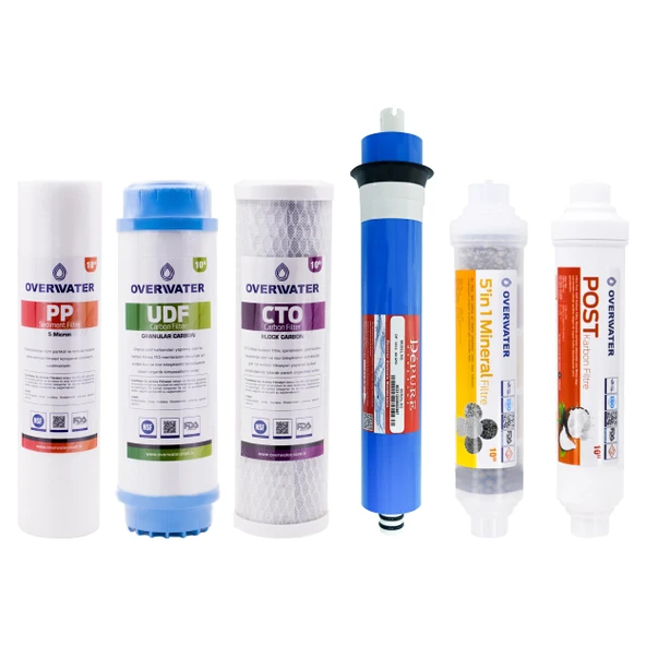 OverWater Açık Kasa Su Arıtma Cihazı 6 Lı Filtresi Seti 10 Aşamalı Özel Sarım Membran Filtre ürün görseli