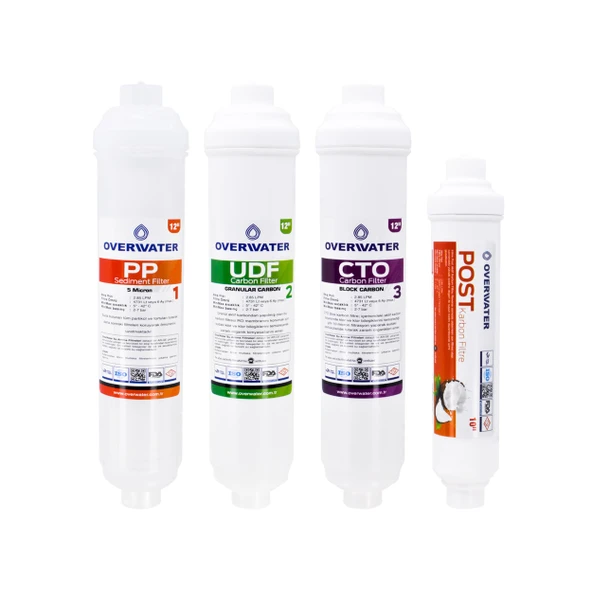 OverWater Kapalı Kasa Su Arıtma Cihazı 4 lü Inline Filtresi Seti Aşamalı ( Membransız Set ) FIN4 ürün görseli