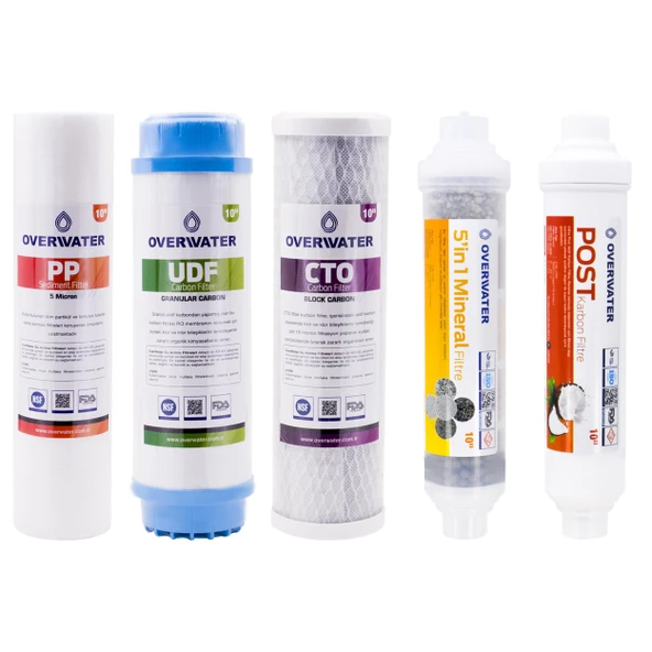 OverWater Açık Kasa Su Arıtma Cihazı 5 ’li Filtresi Seti Aşamalı ( Membransız Set ) FKN50M ürün görseli
