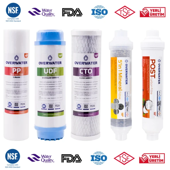 OverWater Açık Kasa Su Arıtma Cihazı 5 ’li Filtresi Seti Aşamalı ( Membransız Set ) FKN50M - Resim 2