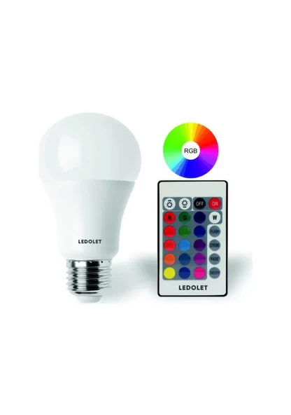 Ledolet Kumandalı Renk Değiştiren 9W Rgb Led Ampul