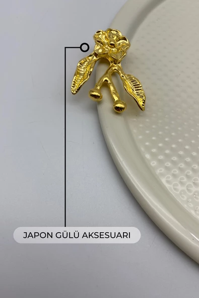 2'li Japon Güllü Yuvarlak Krem Çay ve Kahve Sunum Tepsisi, Dekoratif Servis Tepsisi 22cm - 5