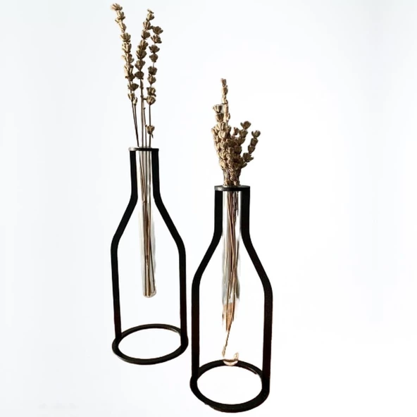 3'lü Set Dekoratif Metal Vintage Vazo Özel Tasarım - 4