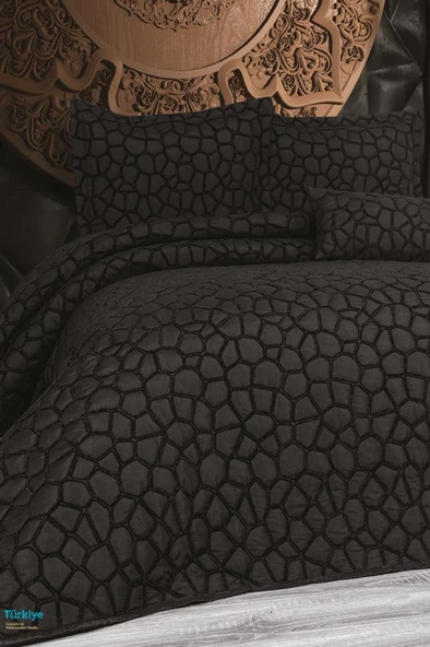 Stone 4 Parça Yatak Örtüsü 240x260 Siyah Siyah
