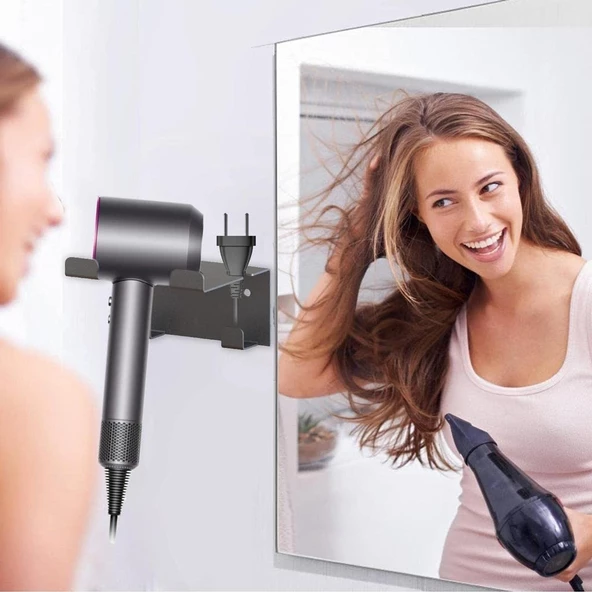 Saç Kurutma Makinesi Tutacağı, Fön Makinesi Banyo Rafı Askısı Fön Makinesi Standı , Makinesi Standı - 3