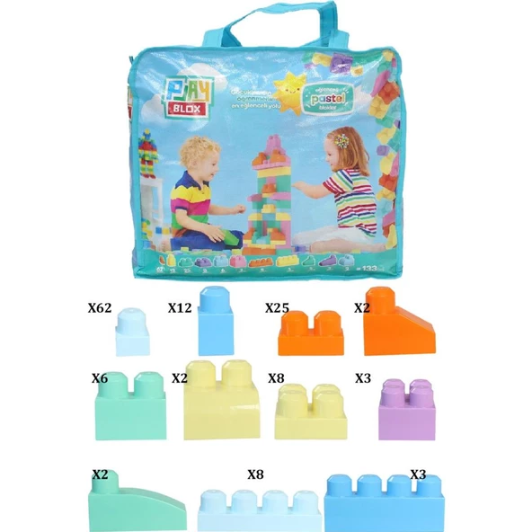 Asya Oyuncak Pastel Blok Yapı Oyuncakları Çanta 133 Parça 3004 ürün görseli
