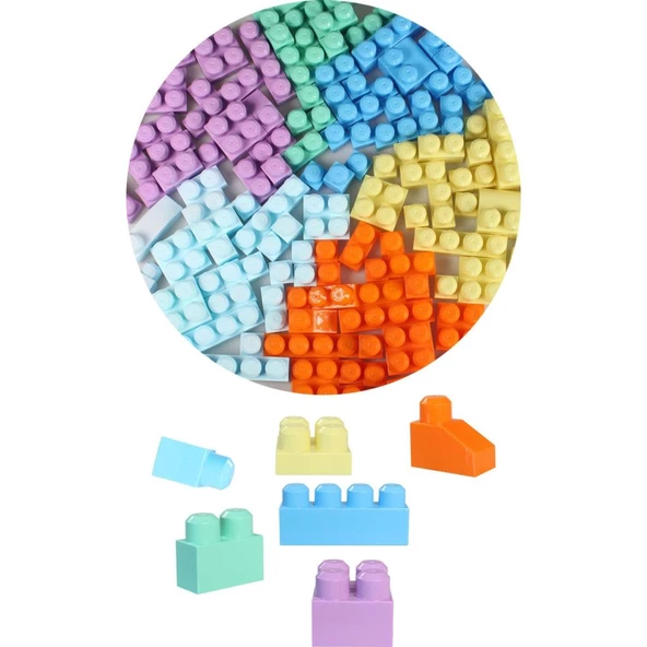 Asya Oyuncak Pastel Blok Yapı Oyuncakları Çanta 133 Parça 3004 - Resim 4