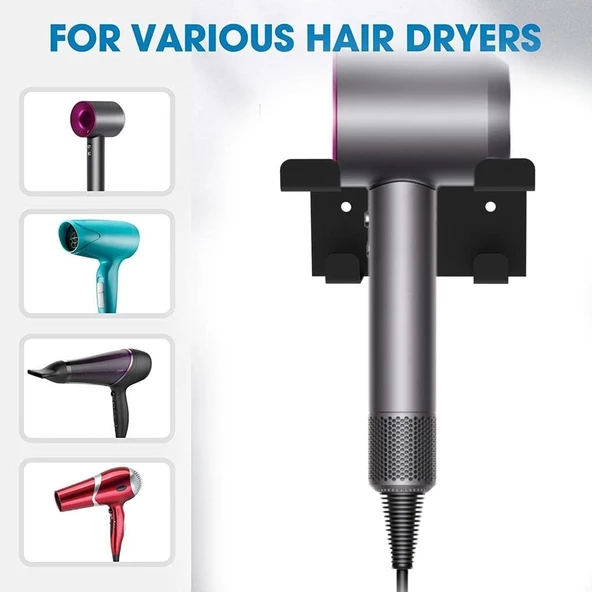 Saç Kurutma Makinesi Tutacağı, Fön Makinesi Banyo Rafı Askısı Fön Makinesi Standı , Makinesi Standı - 2