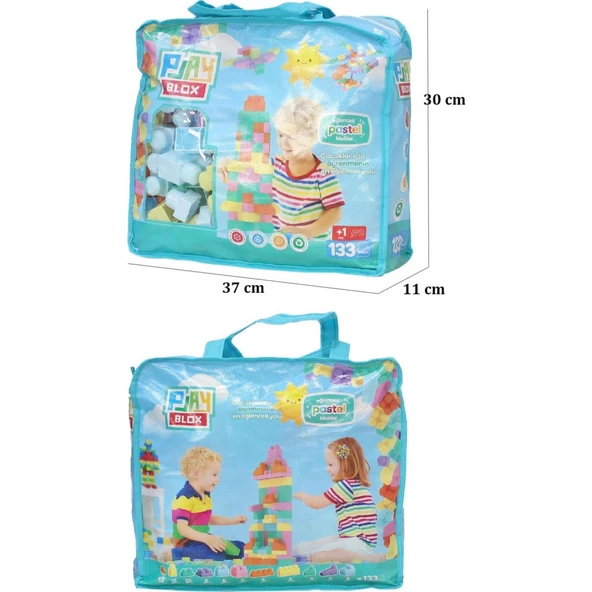 Asya Oyuncak Pastel Blok Yapı Oyuncakları Çanta 133 Parça 3004 - Resim 3