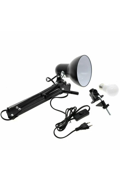 Akrobat Tertial Masa Lambası 360° Hareketli Kıskaçlı Çalışma Masası Lambası Siyah 10w Led Ampul - 6
