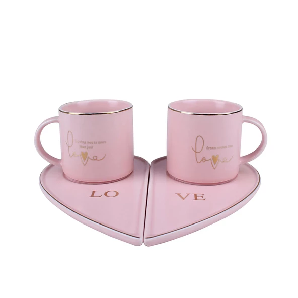 Naturalove 2'li Newbone Kalp Tabaklı Kupa (Teşhir)