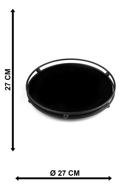 Çay Kahve Sunum Tepsisi Dekoratif The Raund Aynalı Metal Tepsi Söz,Nişan Tepsisi Organizer 2 Kişilik - 5