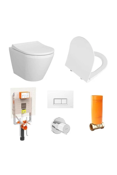 VitrA Integra Rim-Ex Asma Klozet (Yanları Kapalı) + Yavaş Kapanır Kapak + Gömme Rezervuar Set