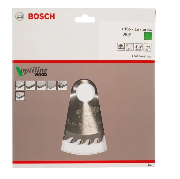 Bosch Daire Testere Bıçağı Optiline Wood 165*2.6*30 MM 36 Diş 65180282 - 2