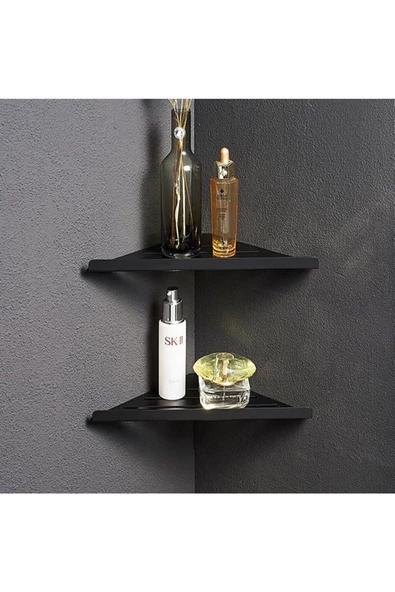 Banyo Düzenleyici Köşe Raf 2 li Metal Mutfak Rafı Stand | Sabunluk Şampuan Organizeri Baharatlık - 2