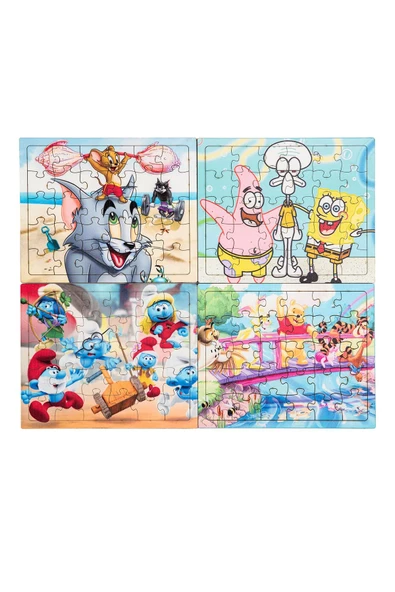 Çocuklar için Ahşap Eğitici Öğretici Renkli Puzzle YapBoz 4'Lü Set 30 Parça - 2