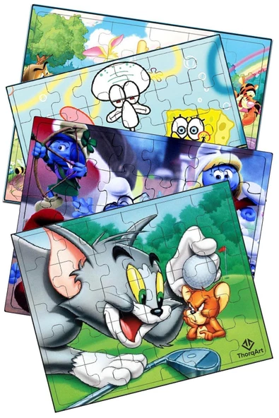 Çocuklar için Ahşap Eğitici Öğretici Renkli Puzzle YapBoz 4'Lü Set 30 Parça - 3