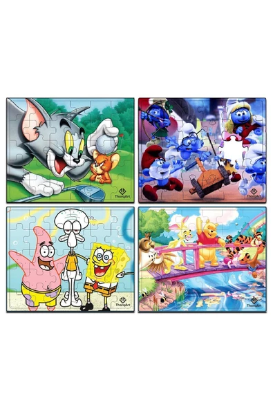 Çocuklar için Ahşap Eğitici Öğretici Renkli Puzzle YapBoz 4'Lü Set 30 Parça - 8