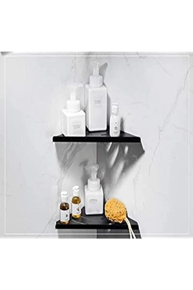 Banyo Düzenleyici Köşe Raf 2 li Metal Mutfak Rafı Stand | Sabunluk Şampuan Organizeri Baharatlık - 4