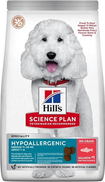 Hills Hypoallergenic Somonlu Orta Irk Köpek Maması 12 kg