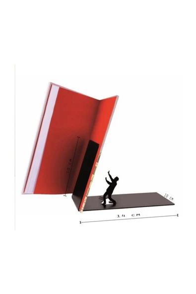 Düşen Kitaplar, Düşme Görünümlü Metal Dekoratif Kitap Tutucu, Kitap Desteği - 3