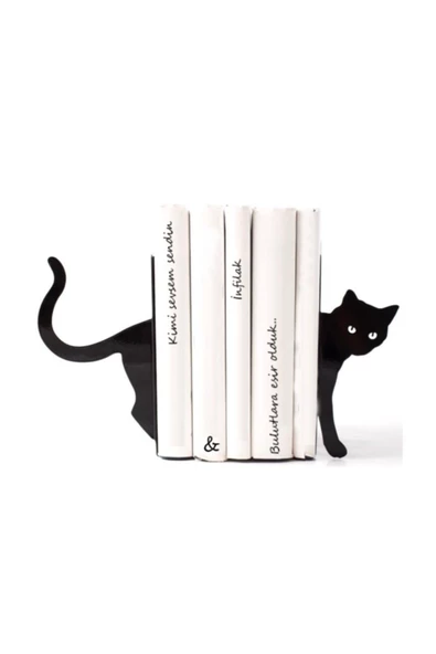 Kara Kedi Desenli Model Kitap Desteği - Dekoratif Estetik Kitap Tutucu - 2