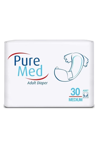 PUREMED,Pure Med Belbantlı Yetişkin Hasta Bezi Medium Orta Boy 30 Adet