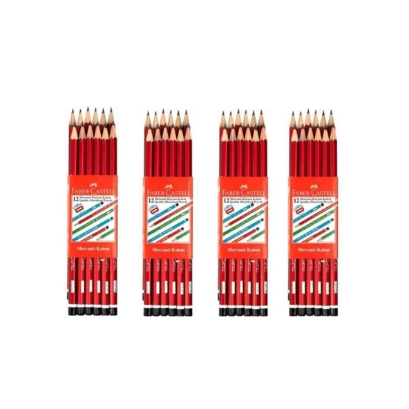 Faber-Castell Kurşun Kalem Köşeli Mercanlı -  48 ADET