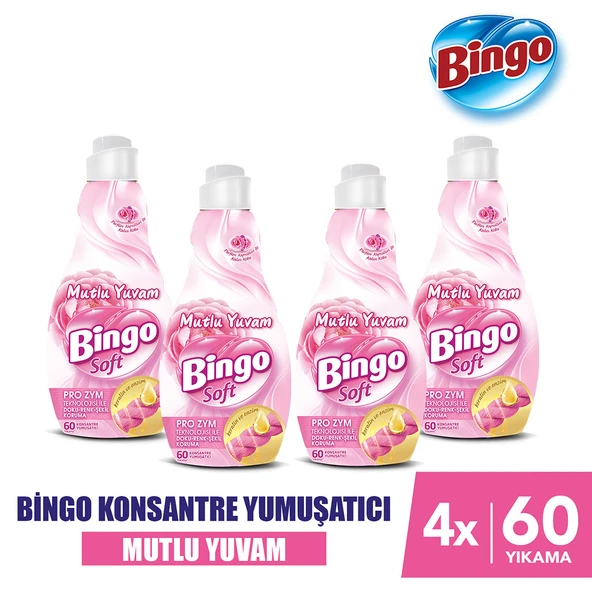 Bingo Soft Konsantre Çamaşır Yumuşatıcısı Mutlu Yuvam 1440 ml X 4 Adet