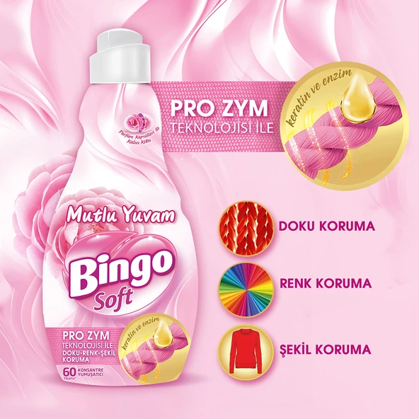 Bingo Soft Konsantre Çamaşır Yumuşatıcısı Mutlu Yuvam 1440 ml X 6 Adet - 8