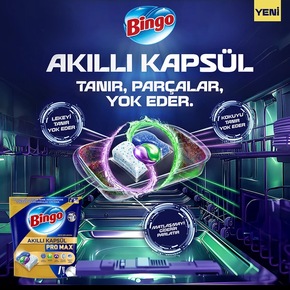 Bingo Akıllı Kapsül Pro Max Bulaşık Makinesi Deterjanı Tableti 120 Adet - 4