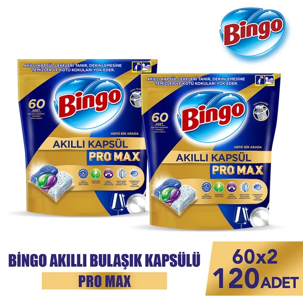 Bingo Akıllı Kapsül Pro Max Bulaşık Makinesi Deterjanı Tableti 120 Adet