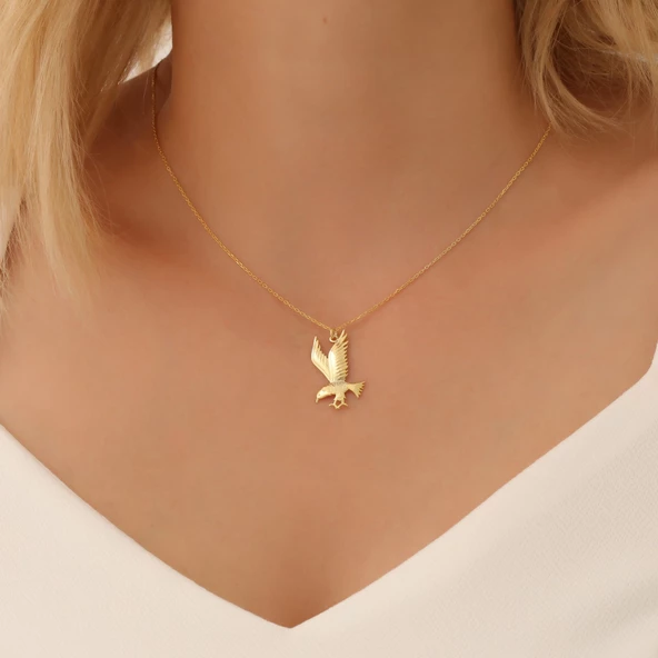 925 Ayar Gümüş Kartal Figürlü Kolye - Resim 2