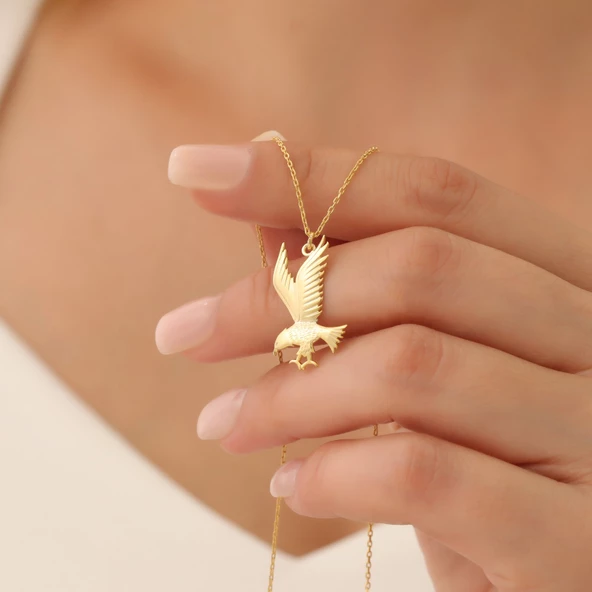 925 Ayar Gümüş Kartal Figürlü Kolye - Resim 4