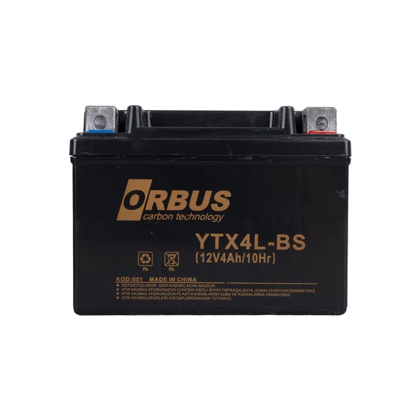 Orbus Motosiklet Aküsü 12 Volt 4 Amper Yeni Tarihli Taze Akü 114x66x88 mm 1.6 Kg - 2