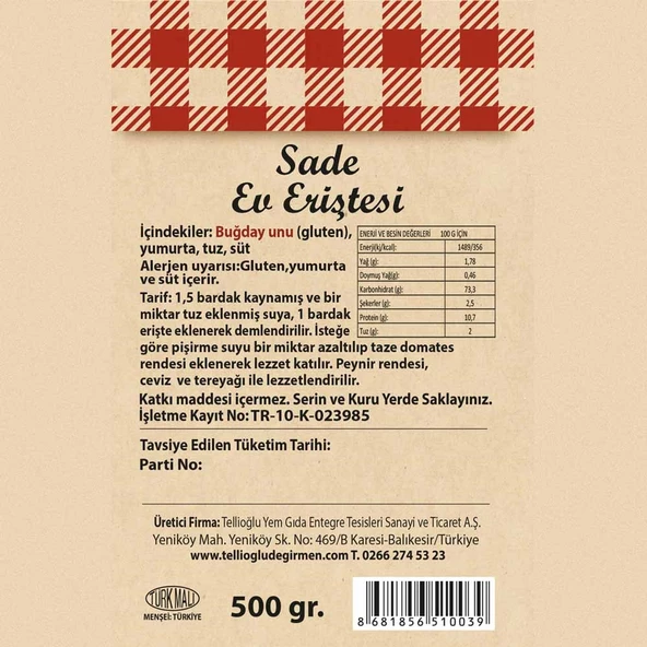 Sütlü Ve Yumurtalı Ev Eriştesi 500 Gr - 2