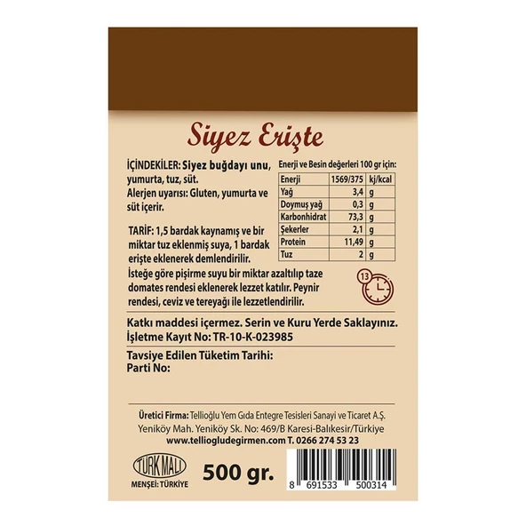 Siyez Erişte 500 Gr - 2