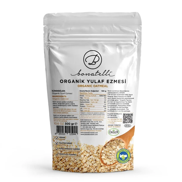 Organik Yulaf Ezmesi 300 Gr