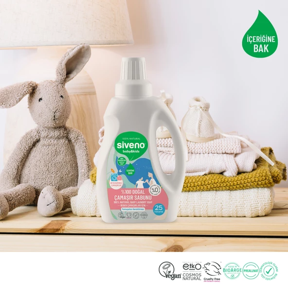 Siveno %100 Doğal Bebek Çamaşır Sabunu Kendinden Yumuşatıcılı Bitkisel Deterjan Konsantre 750 ml X 3 Adet - 5