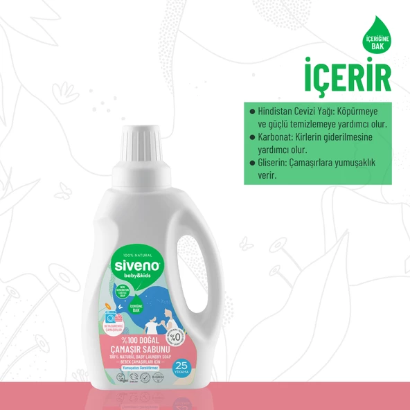 Siveno %100 Doğal Bebek Çamaşır Sabunu Kendinden Yumuşatıcılı Bitkisel Deterjan Konsantre 750 ml X 3 Adet - 4