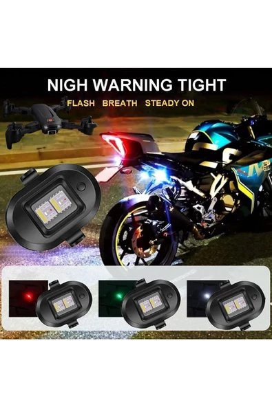 Artvision    7 Renkli Mini Led Lamba Motosiklet Bisiklet Kaza Önleyici D01