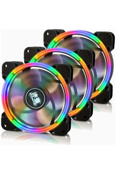 Artvision    3lü Rainbow 12cm Rgb Ledli Masaüstü Bilgisayar Kasası Fanı A39-3ADETTTT