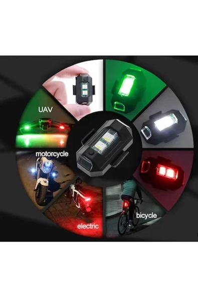 Artvision    2 Adet Mini Çakar Rgb Drone Bisiklet Uçak Motosiklet Otomotiv Led Çakar Lamba D01-2ADET