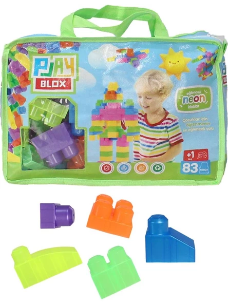 Asya Oyuncak Play Blox Neon Blok Yapı Oyuncakları Çantalı 83 Parça 2939