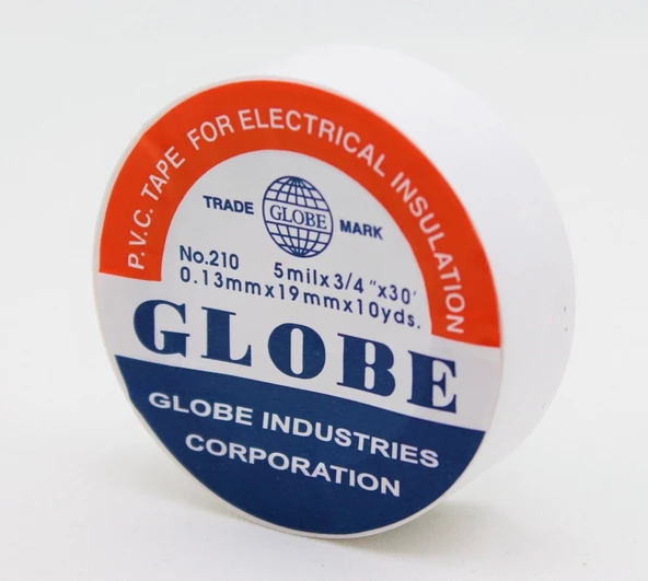 Globe Pvc Elektrik İzolasyon Bant "0.13X19X10Yards" (Beyaz) (500'Lü 1 Koli)