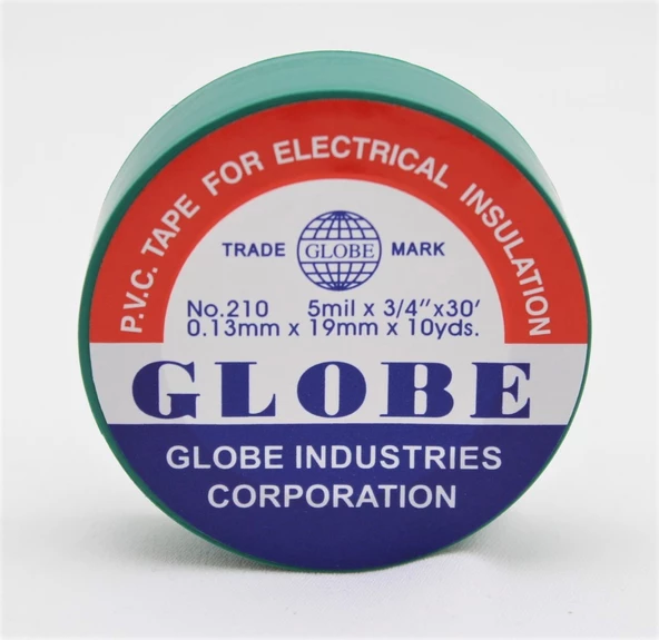 Globe Pvc Elektrik İzolasyon Bant "0.13X19X10Yards" (Yeşil) (500'Lü 1 Koli) - 2