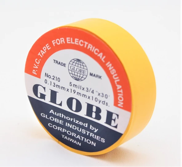 Globe Pvc Elektrik İzolasyon Bant "0.13X19X10Yards" (Sarı) (500'Lü 1 Koli)