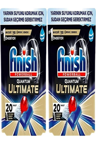 Finish Quantum Ultimate 20 Kapsül Bulaşık Makinesi Deterjanı Tableti X2adet