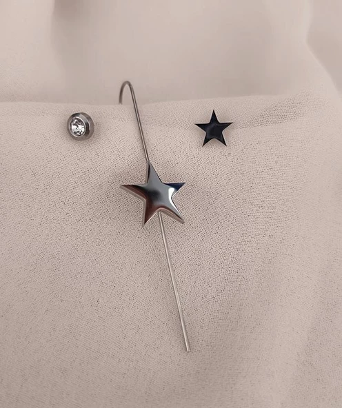 Kıkırdak Küpe Set Kararmaz Çelik 316L Lüks Kadın Küpe 16990 - 5