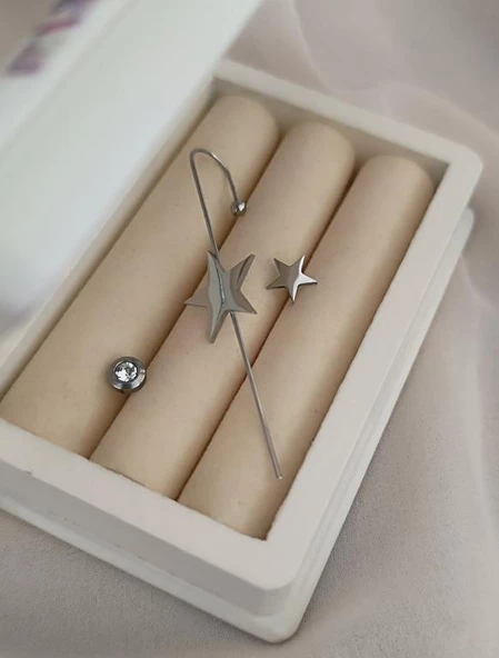 Kıkırdak Küpe Set Kararmaz Çelik 316L Lüks Kadın Küpe 16990